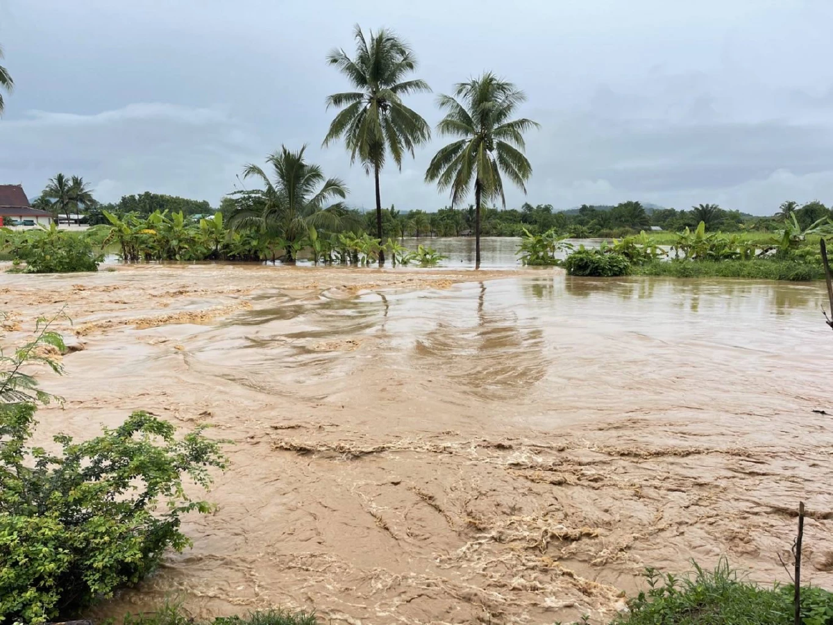 ฝนถล่มหนัก น้ำป่าทะลักท่วมหลายพื้นที่ใน จ.เลย นักเรียน - ครู ช่วยกันวิดน้ำออกจากห้องเรียน
