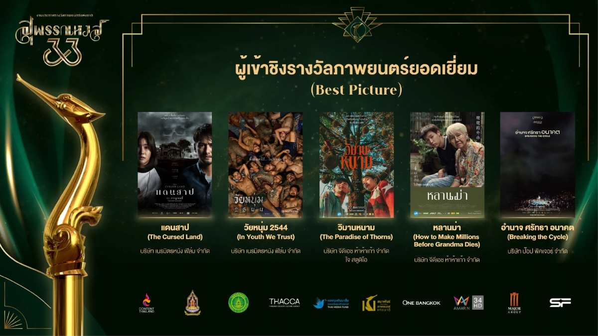 เปิดชื่อชิง \"สุพรรณหงส์ ครั้งที่ 33\" วงการหนังสะเทือน ลุ้นกันสนุก