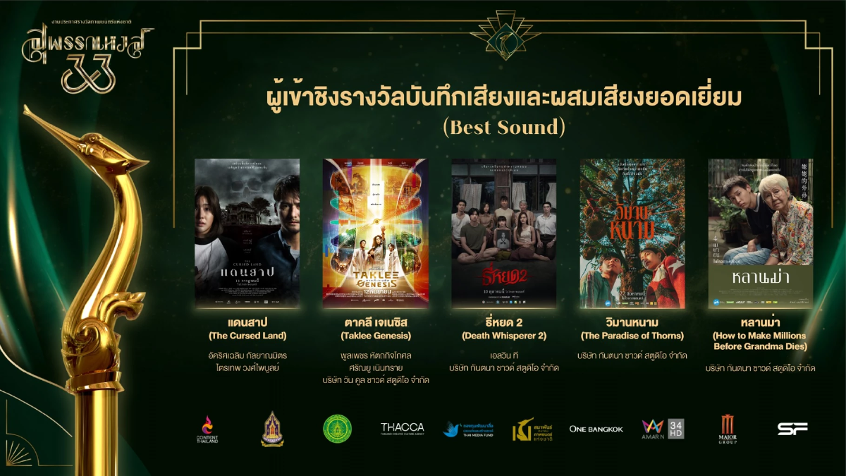 เปิดชื่อชิง \"สุพรรณหงส์ ครั้งที่ 33\" วงการหนังสะเทือน ลุ้นกันสนุก