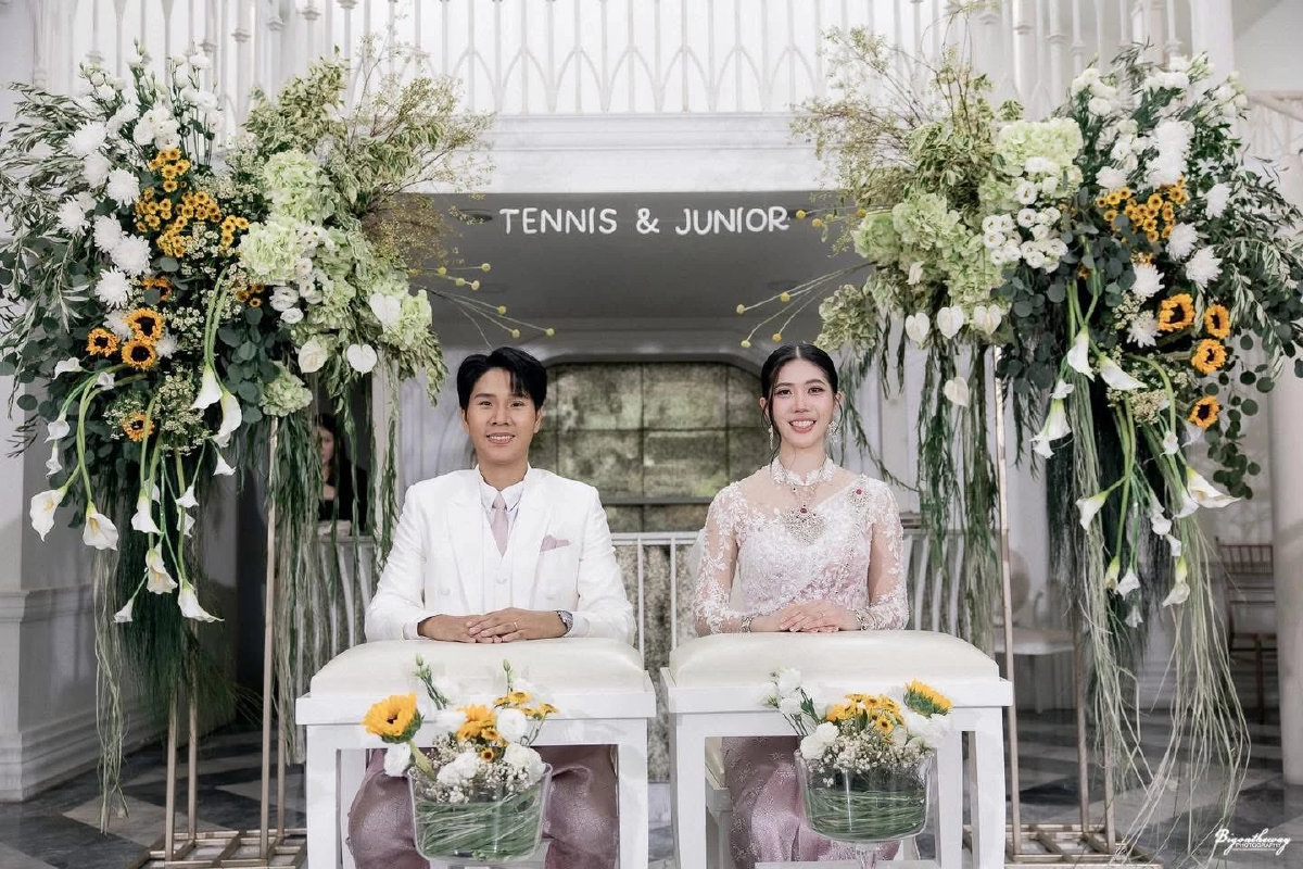 งานแต่ง \"เทนนิส\" นักกีฬาเหรียญทองโอลิมปิก กับ \"จูเนียร์ รามณรงค์\"