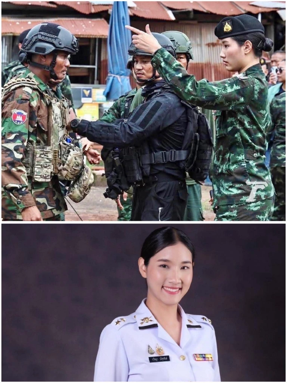 ไวรัลดัง \"นายทหารหญิงไทย\" ชี้นิ้วออกคำสั่ง \"ทหารเขมร\" เปิดวาร์ป \"ผู้กองอะตอม\"