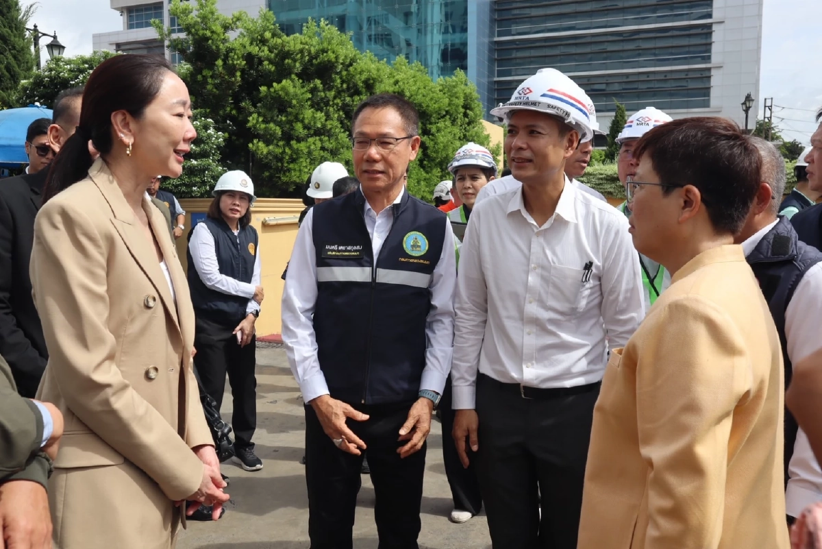 รฟม. สั่งหยุดก่อสร้าง จุดถนนทรุดตัว พร้อมปิดกั้นพื้นที่บางส่วน