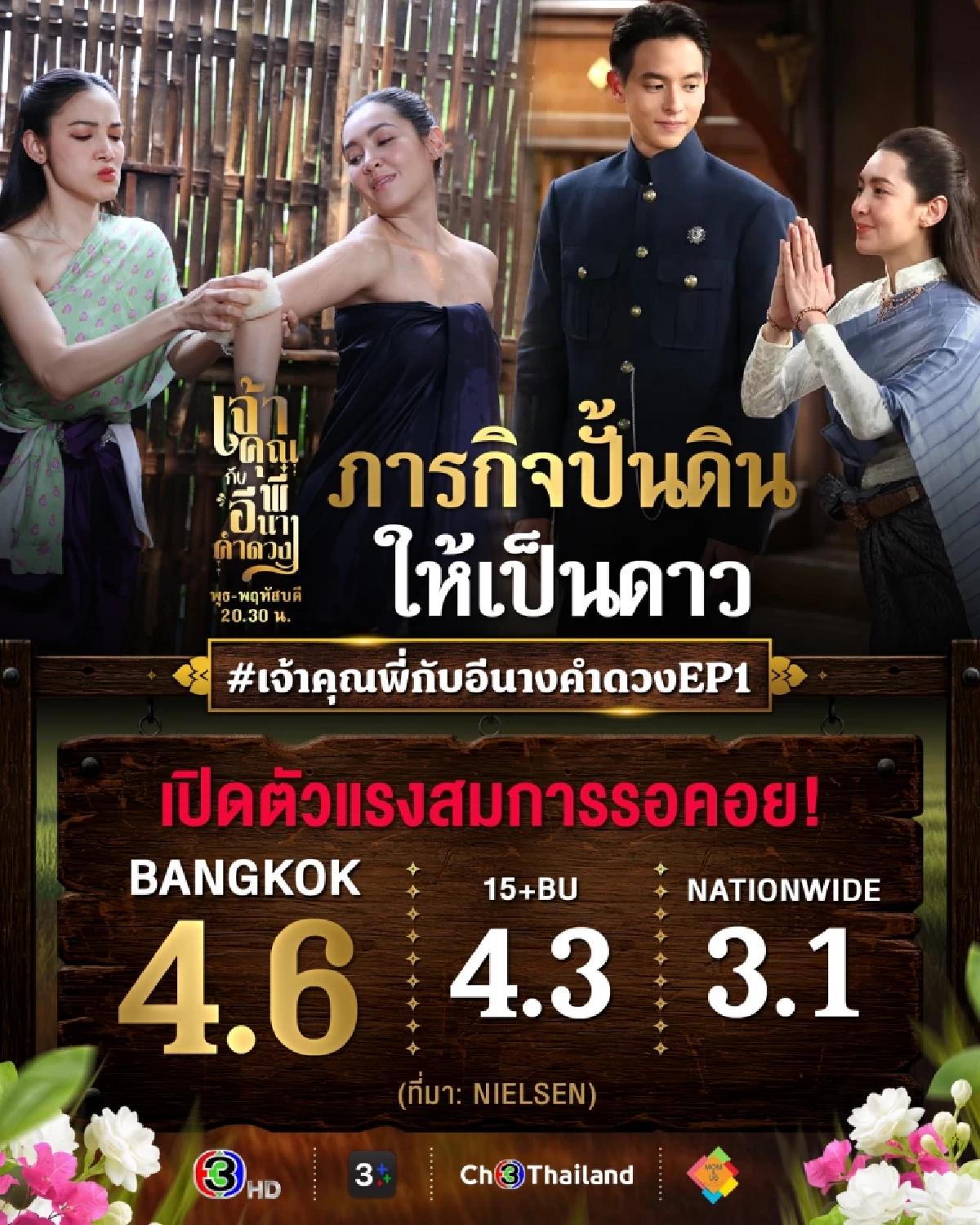 แรงเกินต้าน! \'เจ้าคุณพี่กับอีนางคำดวง\' เปิดตัวสุดปัง! เรตติ้งพุ่งทะยานไม่หยุด