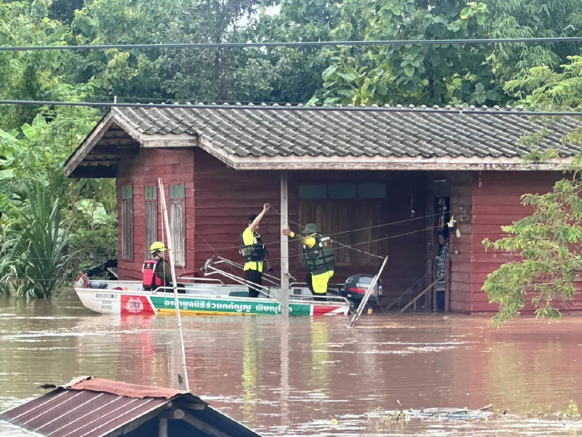 ทุกชีวิตต้องรอด! กู้ภัยฯ ช่วยสุนัข ถูกน้ำป่าซัด ลอยไปติดต้นไม้