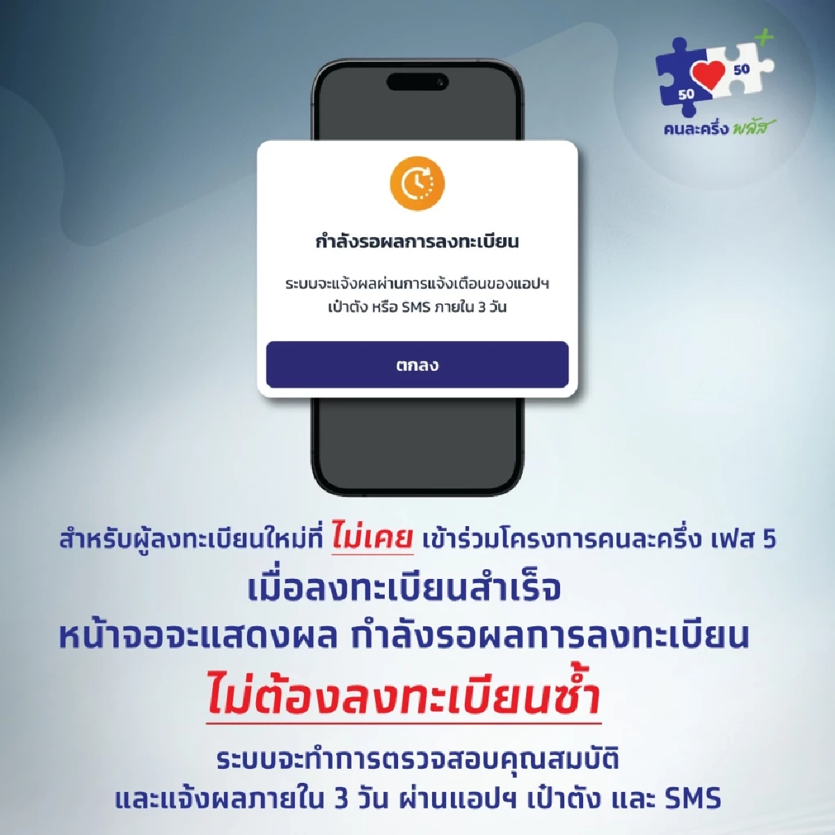 เช็ก \"คนละครึ่งพลัส.com\" ลงทะเบียนสำเร็จ ตอนนี้เหลือกี่สิทธิ?