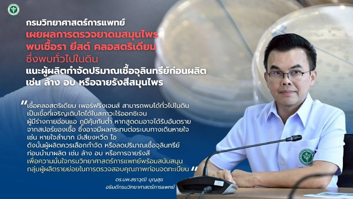 กรมวิทยาศาสตร์การแพทย์ เผยผลตรวจ ยาดมสมุนไพร พบเชื้อรา ยีสต์ คลอสตริเดียม