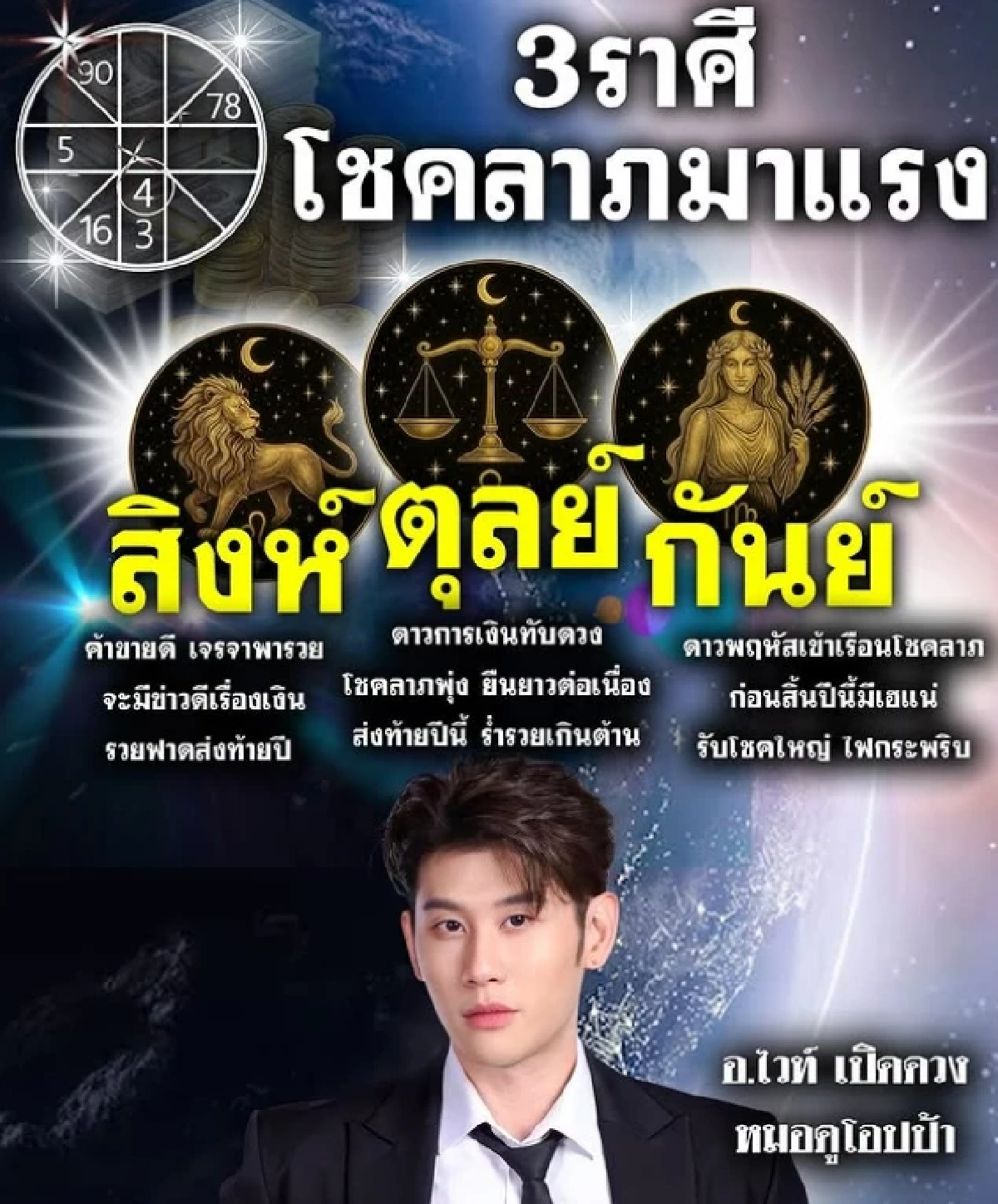 \"3 ราศี\" โชคลาภ รวยฟาดส่งท้ายปี  ดาวพฤหัสเข้าเรือน เงินไหลมาเทมา