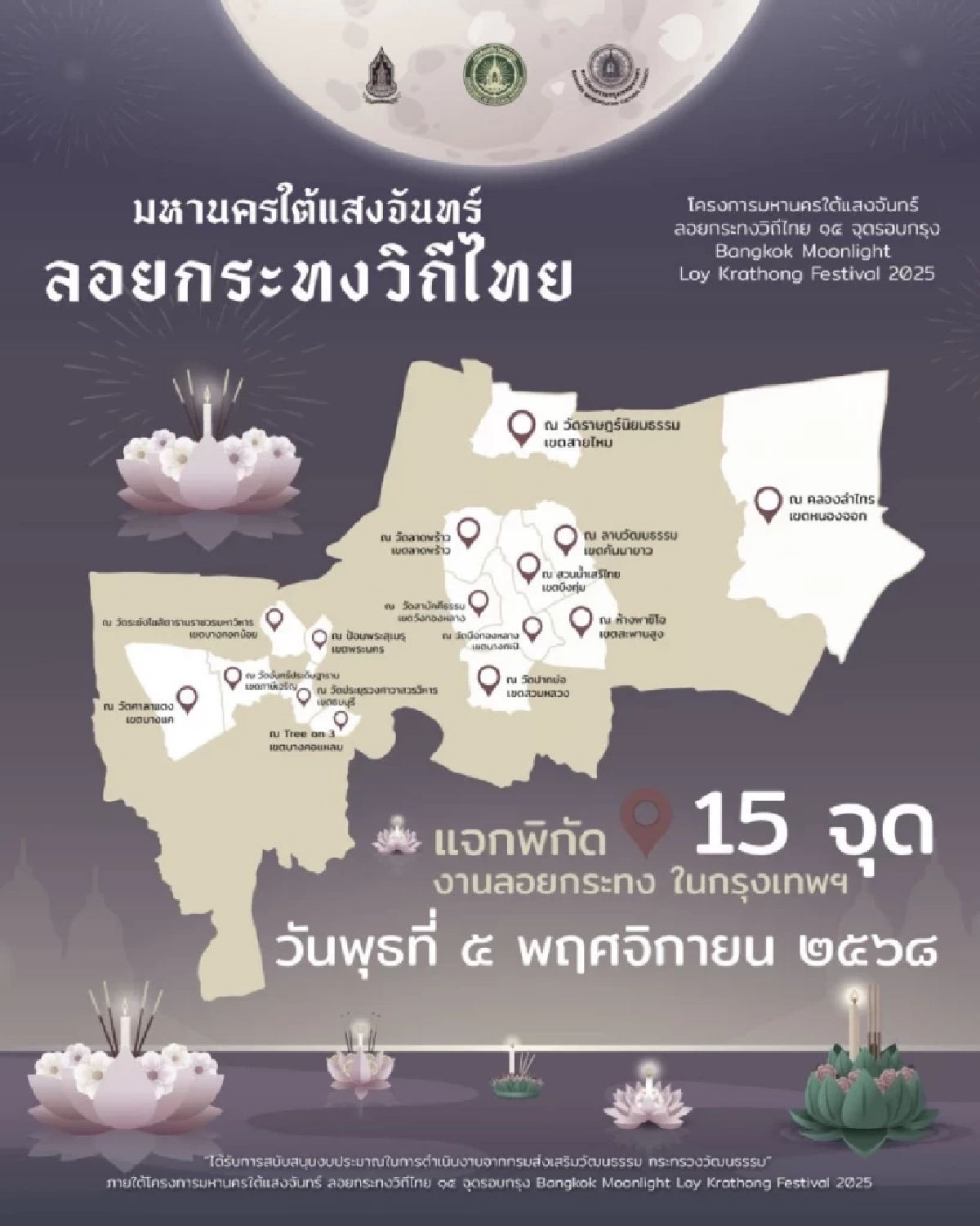 แจกพิกัด งานลอยกระทง 2568 ทั่วไทย กิจกรรมแน่น มีที่ไหนน่าไปบ้าง