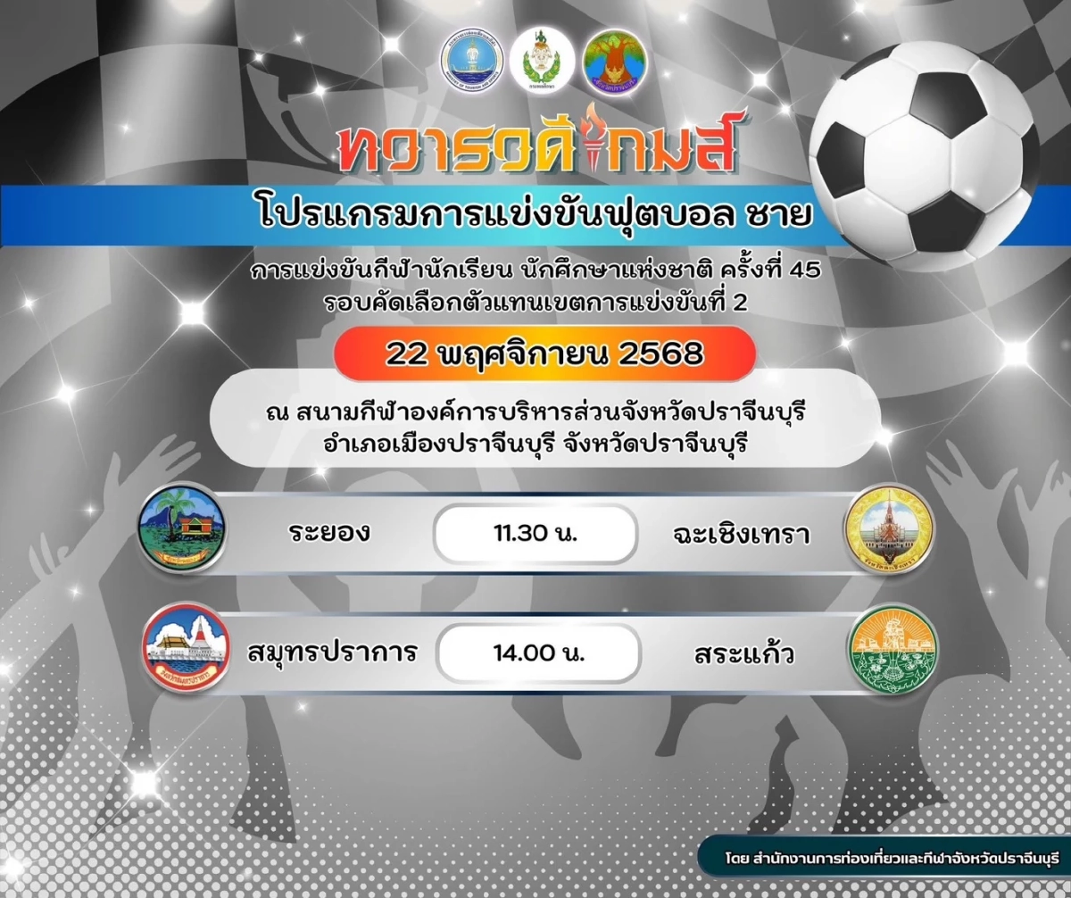 LIVE ดูบอลสด \"หมอนทองวิทยา\" ปะทะ \"มัธยมตากสินระยอง\" วันนี้ 11.30 น.