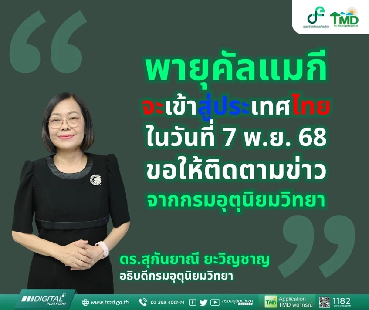 อุตุฯ อัปเดตล่าสุด \"พายุคัลแมกี\" จะเข้าสู่ประเทศไทย คืนนี้ 7 พ.ย. 68