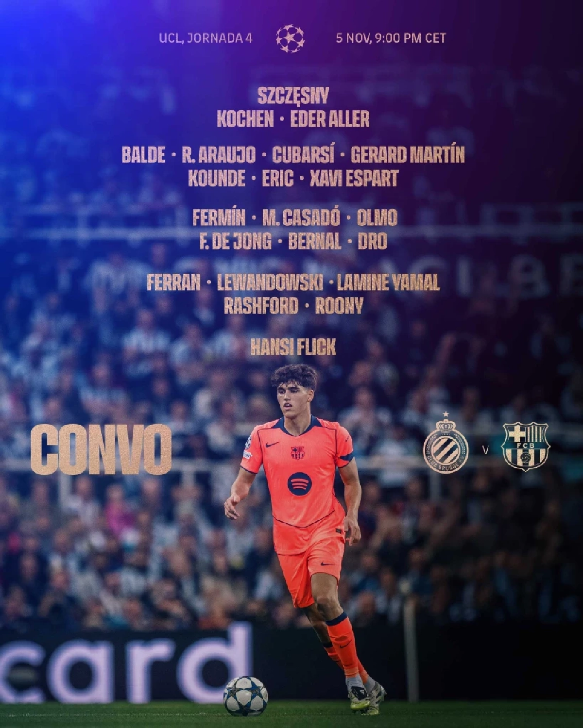 LIVE ลิงค์ดูบอลสด UCL \"คลับ บรูช พบ บาร์เซโลน่า\" เวลา 03.00 น.