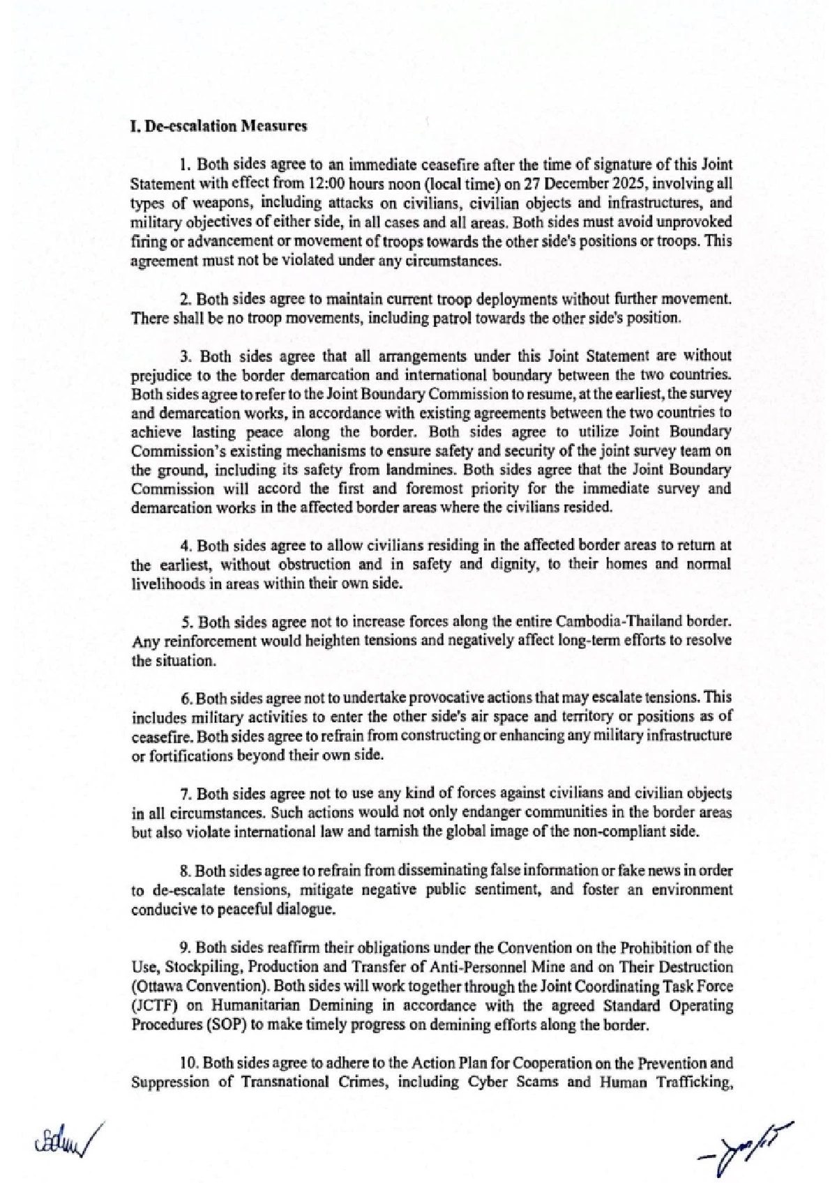 ประชุม GBC ไทย-กัมพูชา (ล่าสุด) หยุดยิง 72 ชั่วโมง เปิด 16 ข้อตกลง มีอะไรบ้าง?