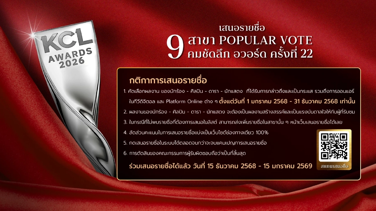 กติกา 'เสนอชื่อ คมชัดลึกอวอร์ด 22' ส่งชื่อคนบันเทิงร่วมชิงรางวัล ยอดนิยม 9 สาขา