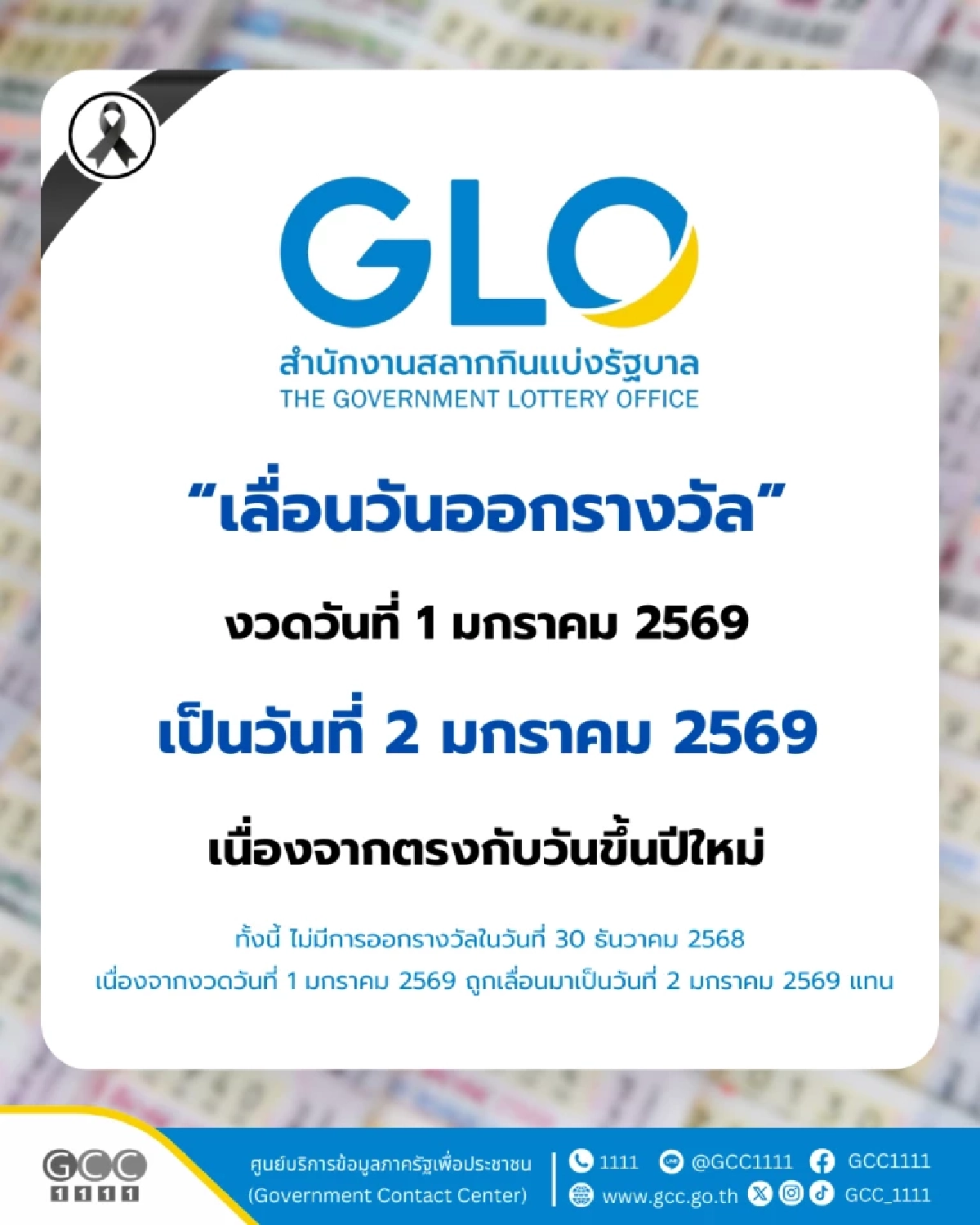 "ปีใหม่หวยออกวันไหน" เช็กด่วน! กองสลากฯ เลื่อนออกหวย เป็นวันไหน?