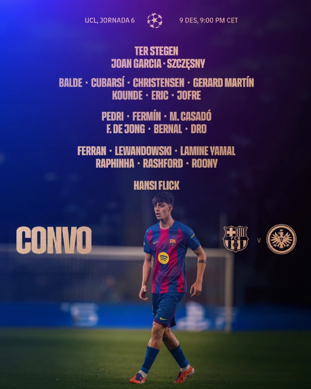 LIVE ถ่ายทอดสด "บาร์เซโลน่า พบ แฟร้งค์เฟิร์ต" ดูบอลสด UCL เวลา 03.00 น.