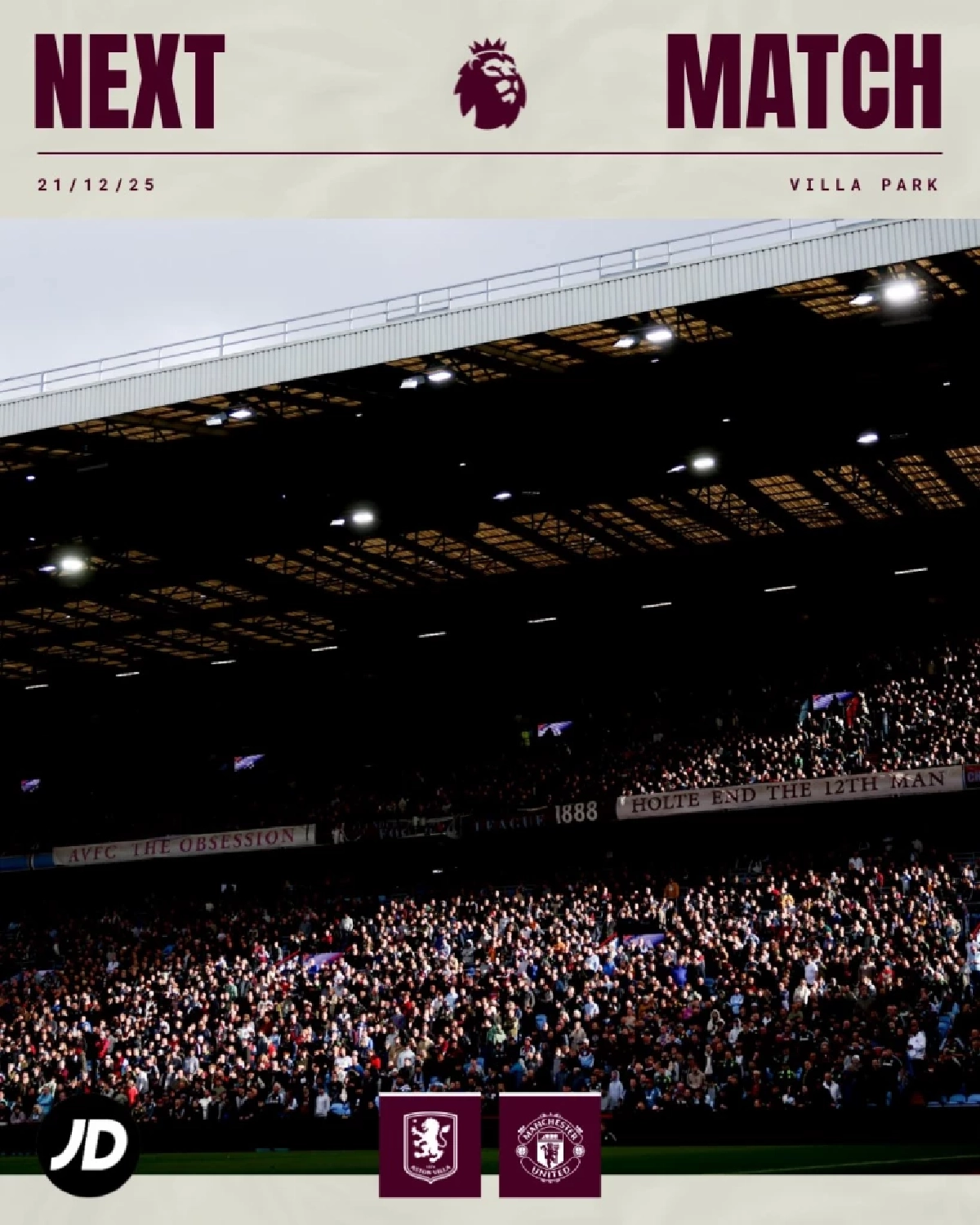 LIVE ลิงค์ดูบอลสด "แอสตัน วิลล่า พบ แมนยูไนเต็ด" พรีเมียร์ลีก อังกฤษ 23:30 น.