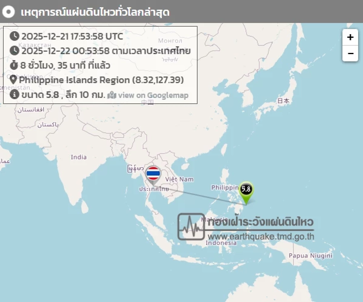 "แผ่นดินไหว" 22 ธ.ค. 68  สถานการณ์โลกเขย่าไม่หยุด ห่างประเทศไทยไม่ไกล