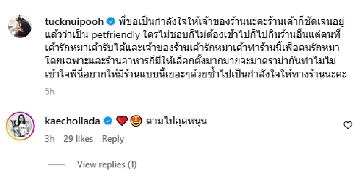 ดราม่า "หมา" กินอาหารบนโต๊ะ ในร้านอาหาร (คลิป) "ตั๊ก ศิริพร" โพสต์สวนทันที