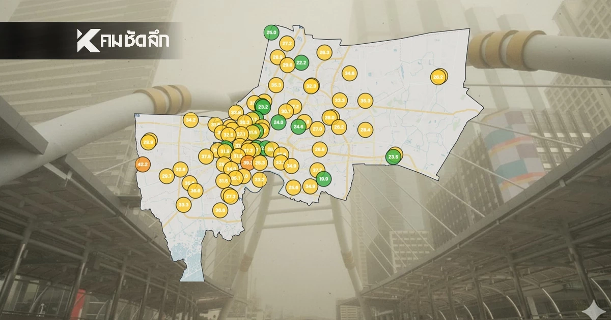 'ค่าฝุ่นPM กทม. วันนี้' 24 ธ.ค. 2568 เตือน' 2 เขต' ค่าฝุ่นเกินมาตรฐาน