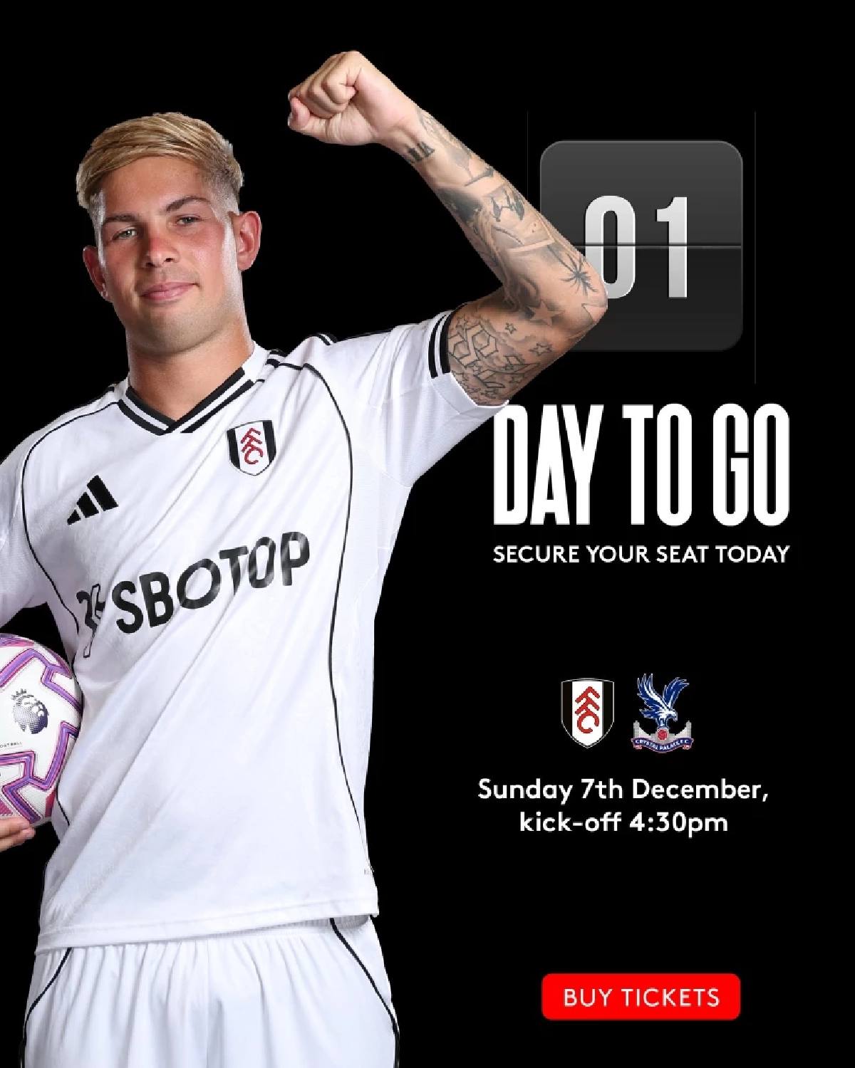 LIVE ลิงค์ดูบอลสด พรีเมียร์ลีก "ฟูแล่ม พบ คริสตัล พาเลซ" เวลา 23:30 น.