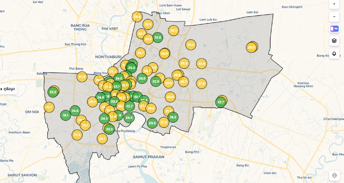 'ค่าฝุ่น กทม. วันนี้' 22 ธ.ค. 68 'เขตสาทร' ค่าฝุ่นสูงสุด ตามด้วยพื้นที่ไหนเช็ก