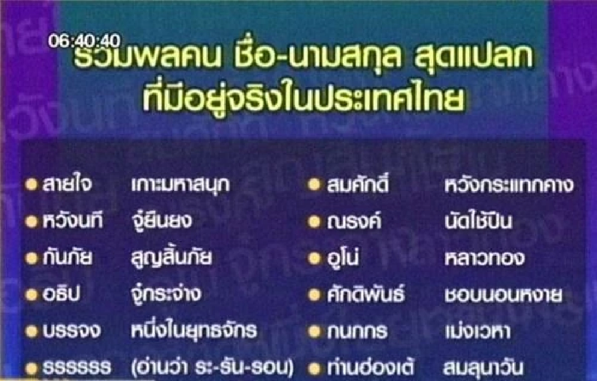 เปิดโผ 26 ชื่อ-นามสกุลไทยสุดแปลก "มีอยู่จริง" จนต้องขอคารวะ!