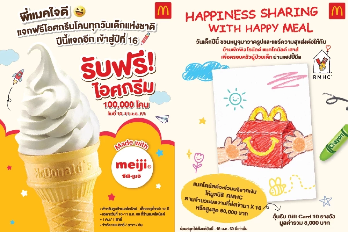 แมคโดนัลด์ แจกฟรีไอศกรีมโคน 100,000 โคน ฉลองวันเด็กแห่งชาติ 2569