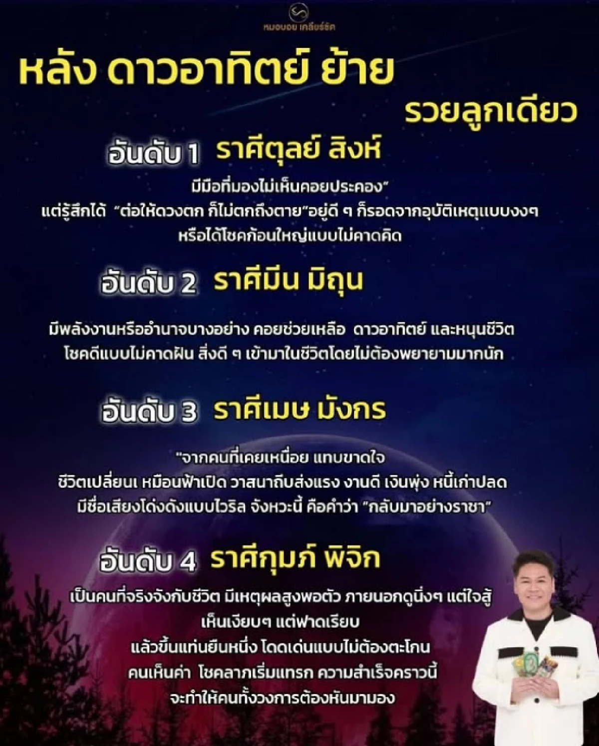 เปิดวาสนา '4 ราศี' รวยลูกเดียว กลับมาอย่างราชา หลัง'ดาวอาทิตย์ย้าย'