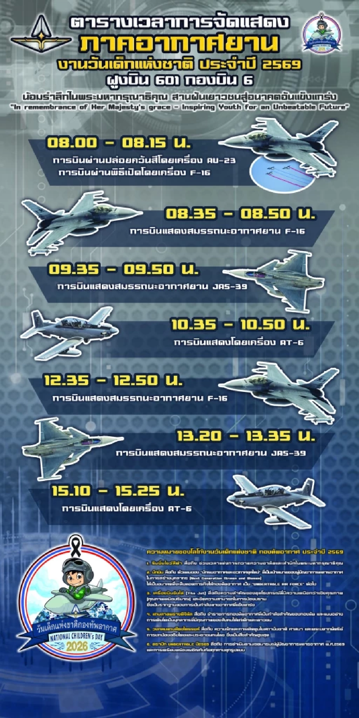 ปักหมุดรอ! ทอ. จัดเต็มงานวันเด็ก ขนเครื่องบินรบ F-16 กริพเพน บินโชว์