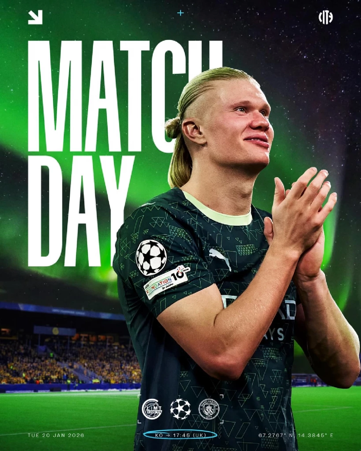 LIVE ดูบอลสด "โบโด กลิมท์ พบ แมนซิตี้" ยูฟ่า แชมเปี้ยนส์ ลีก 00.45 น.