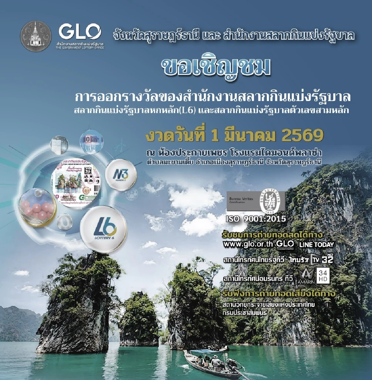 เลขเด็ดสลากสัญจร หวยสัญจร จังหวัดสุราษฎ์ธานี 01/03/2569 สถิติหวย