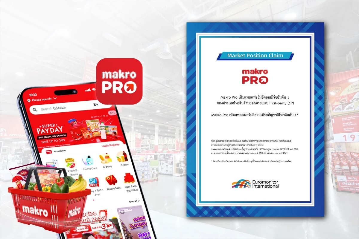 “Makro PRO” คว้าอันดับ 1 แพลตฟอร์มอีคอมเมิร์ซสัญชาติไทย จากการจัดอันดับของ Euromonitor International