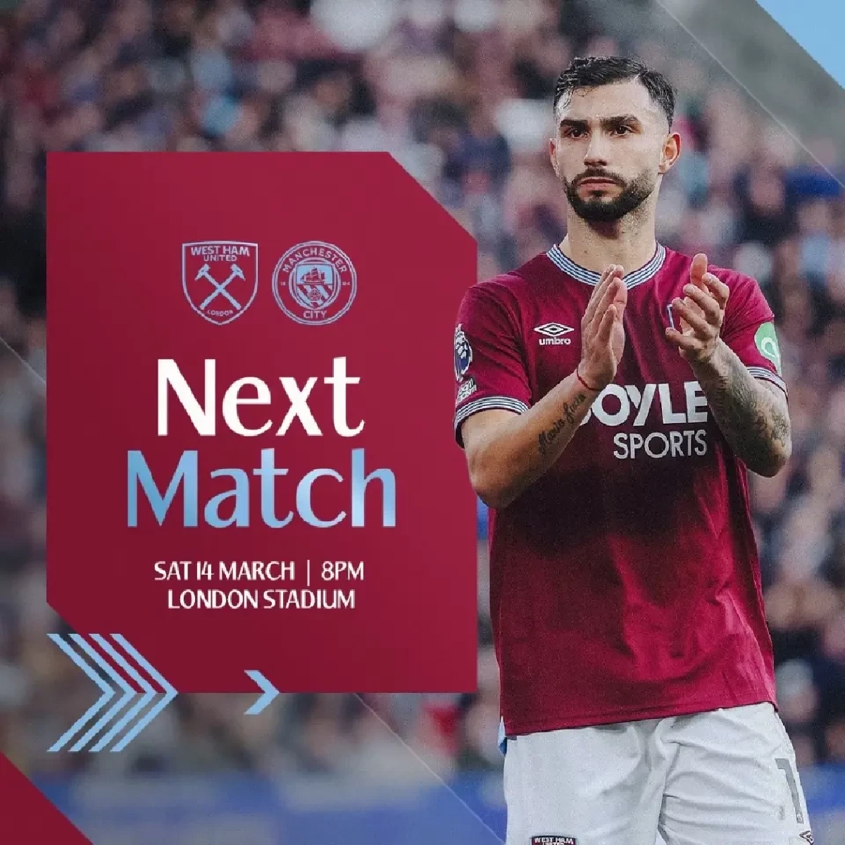 LIVE ดูบอลสด "เวสต์แฮม พบ แมนซิตี้" พรีเมียร์ลีก อังกฤษ 03.00 น.