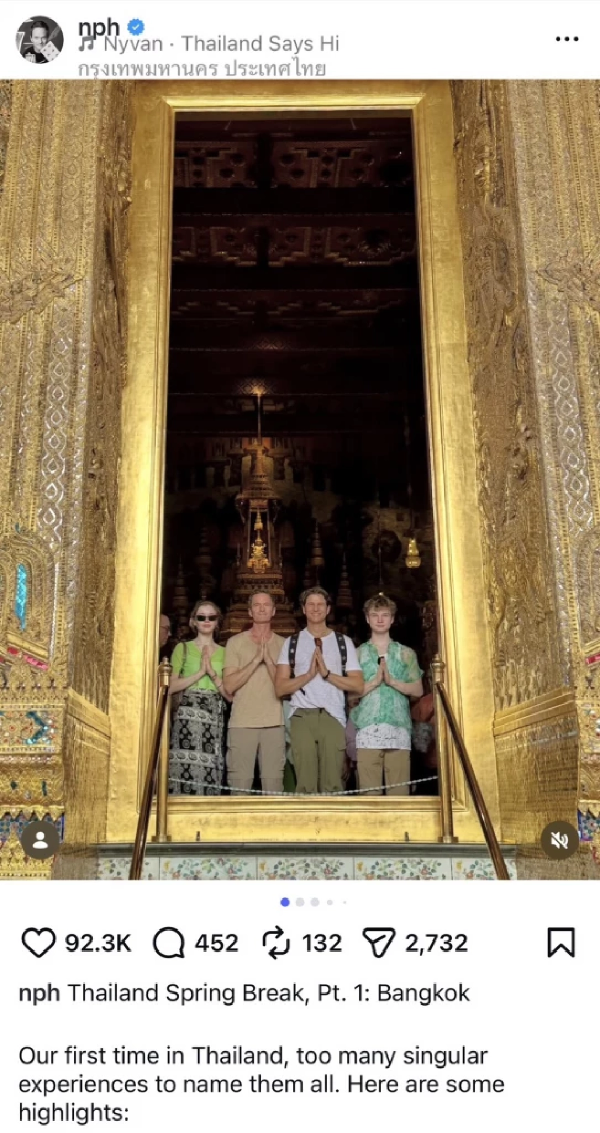 ว้าว! Neil Patrick Harris ซุปตาร์ฮอลลีวูด ควง David Burtka เยือนประเทศไทย