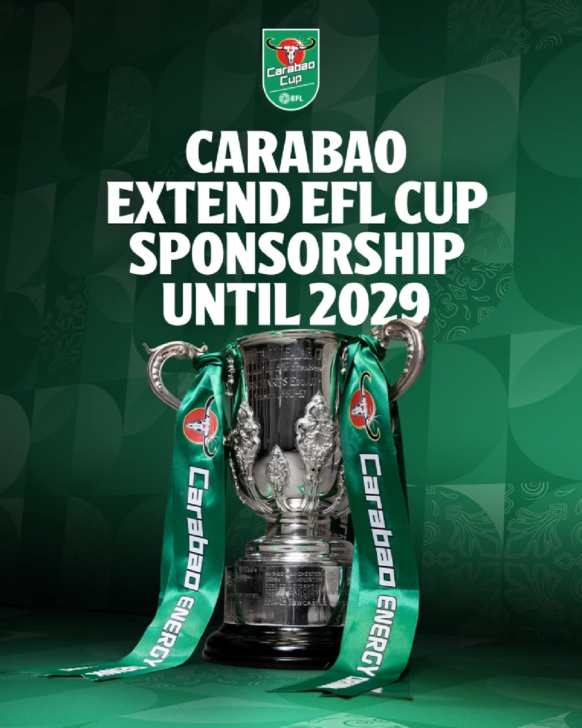 "คาราบาว" และ "EFL"  ขยายความร่วมมือต่อสัญญา Carabao Cup ถึงปี 2029