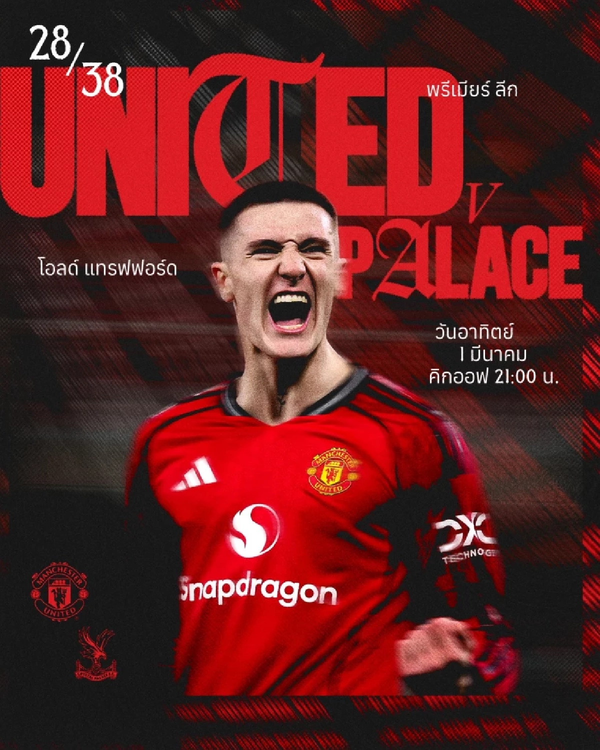 LIVE ลิงค์ดูบอลสด "แมนยู พบ คริสตัล พาเลซ" พรีเมียร์ลีก อังกฤษ 21.00 น.