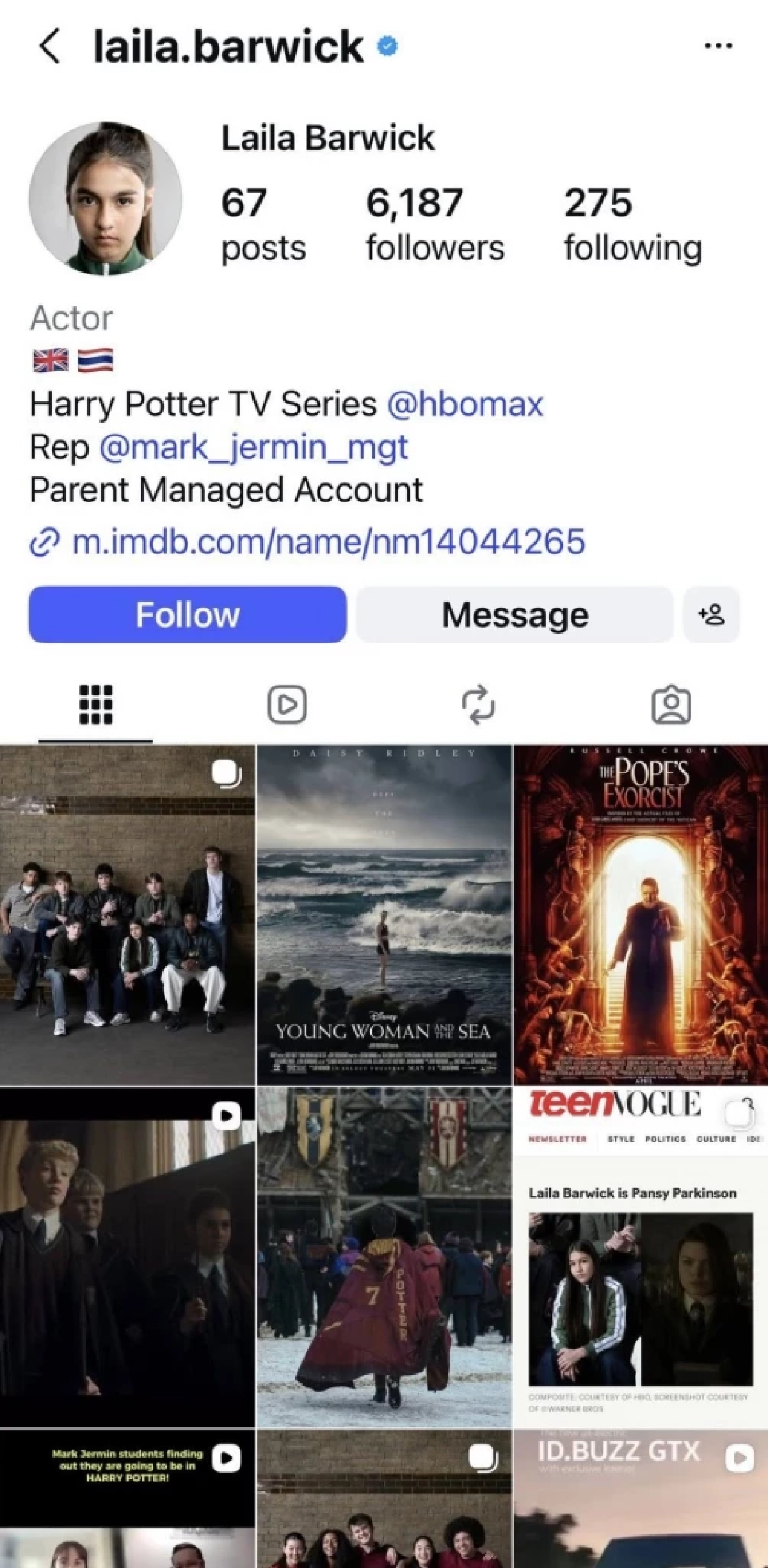 "ไลลา บาร์วิก" ลูกครึ่งไทย-อังกฤษ คว้าบท "แพนซี่ พาร์กินสัน" ในซีรีส์ Harry Potter