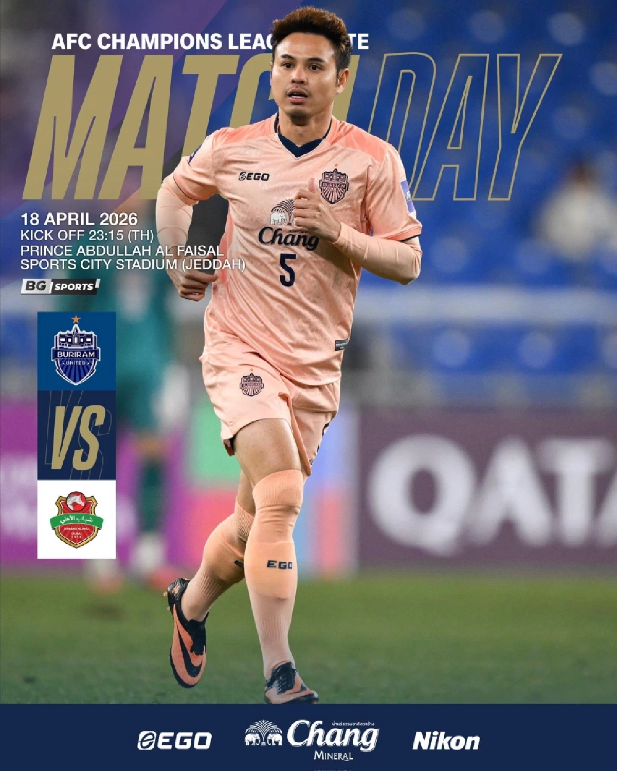 LIVE ลิงค์ดูบอลสด "บุรีรัมย์ พบ ชาบาบ อัล อาห์ลี " AFC Elite รอบ 8 ทีม วันนี้