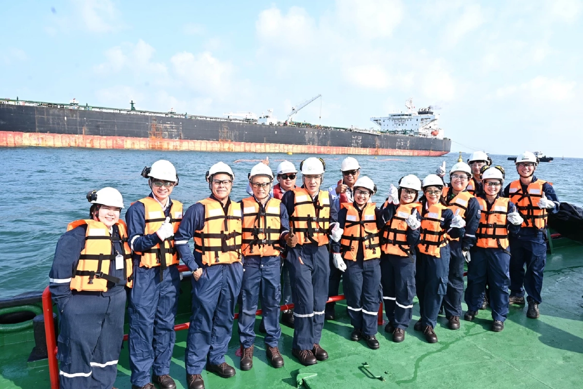 บางจากฯ แจ้งข่าวดี เรือขนส่งน้ำมันดิบ ถึงท่าเรือโรงกลั่นน้ำมัน ศรีราชา แล้ว