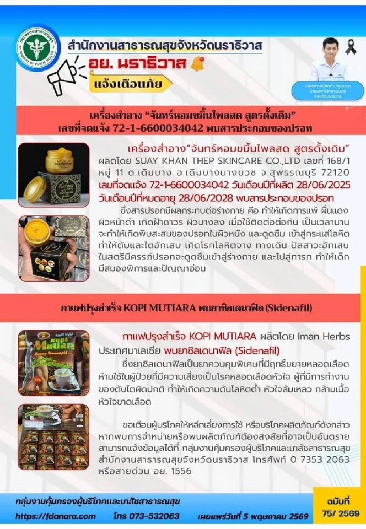 เตือนภัย! สั่งแบนกาแฟดัง แอบผสมยา "ซิลเดนาฟิล" อันตรายถึงตุยได้