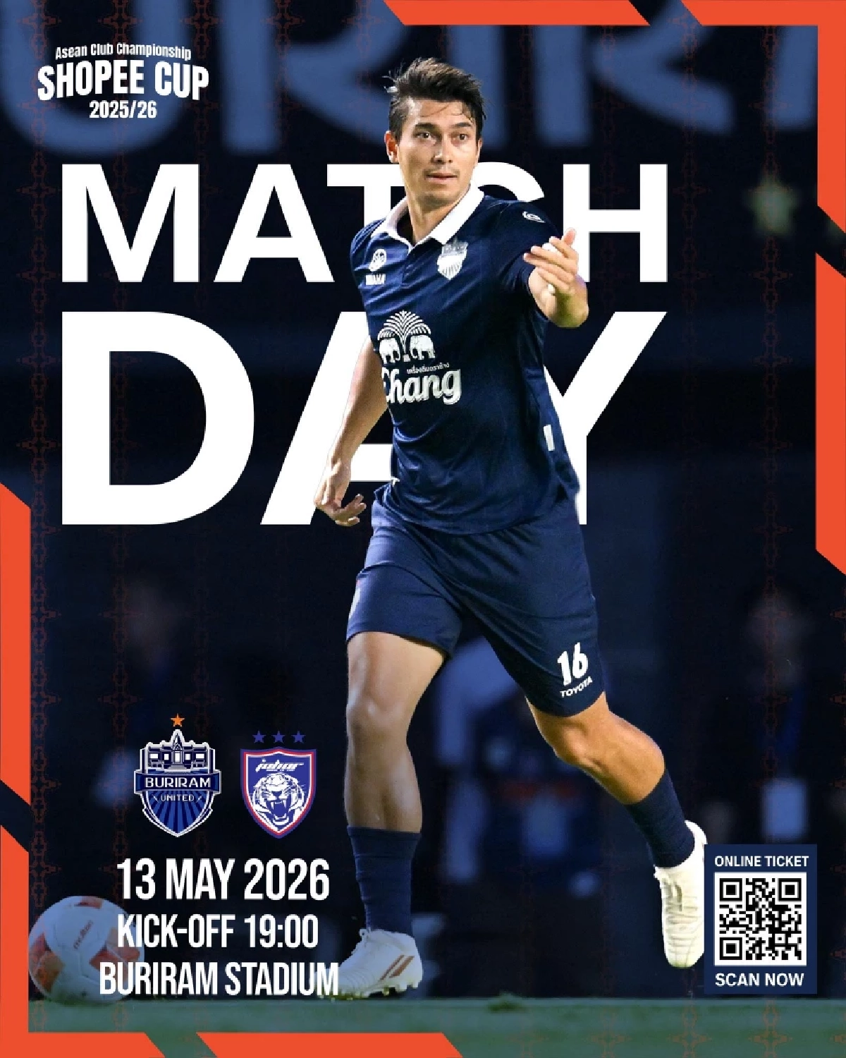 LIVE ดูบอลสด "บุรีรัมย์ พบ ยะโฮร์" Shopee Cup รอบรองชนะเลิศ นัดสอง