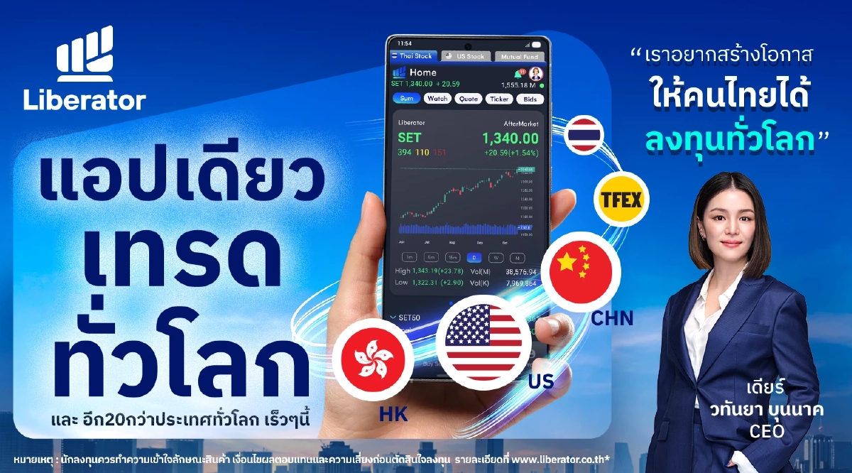 Liberator เปิดเทรด ‘หุ้นจีน-ฮ่องกง’ ชูแอปเดียวลงทุนตลาดโลก คอมมิชชันต่ำ 0.1%