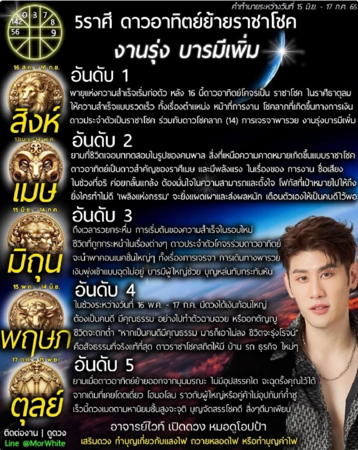 5 ราศีเฮลั่น! ดาวอาทิตย์ย้ายราชาโชค งานพุ่ง เงินไหล บารมีแรง