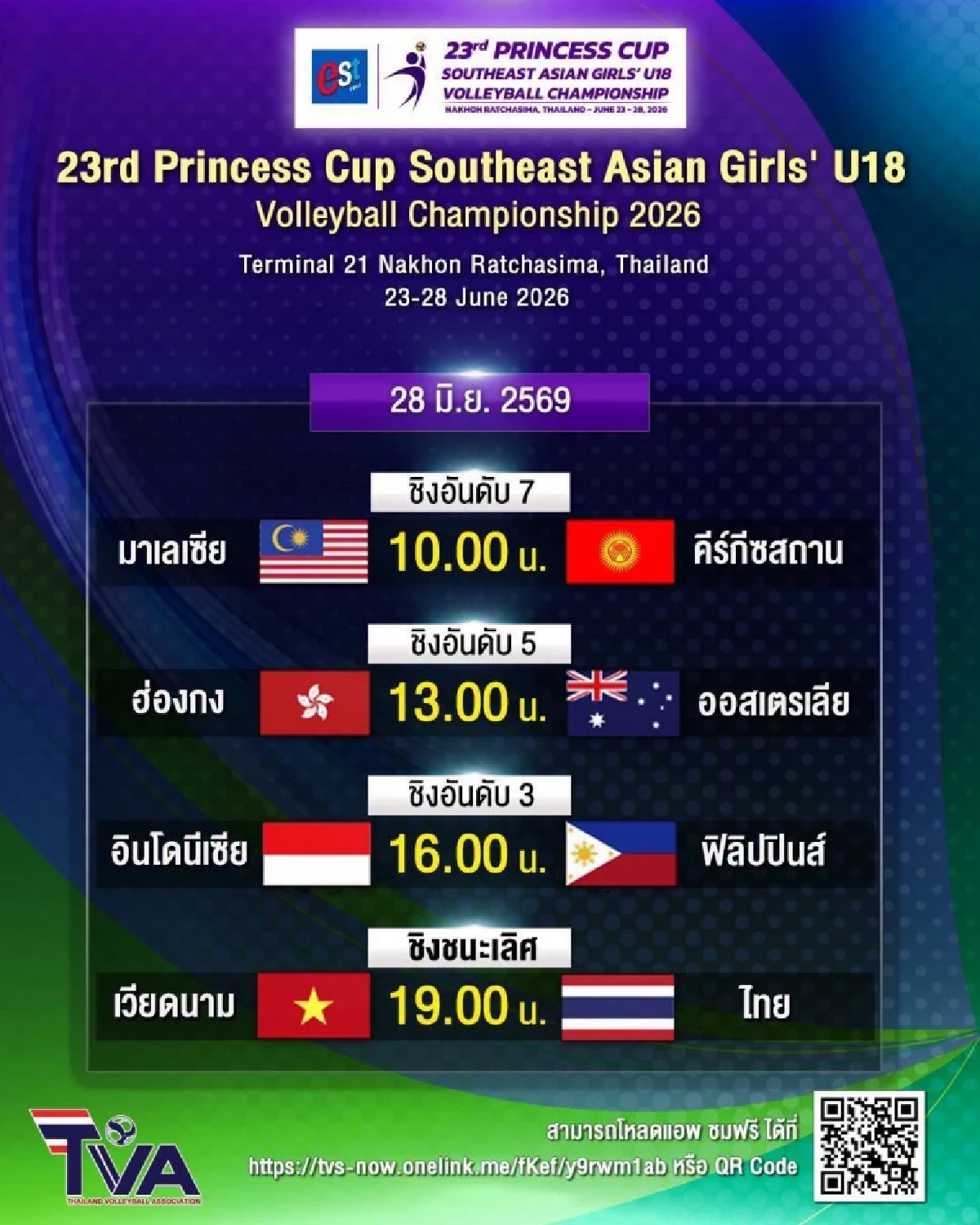 ทีมชาติไทย VS เวียดนาม ลิงค์ดูสด วอลเลย์บอลหญิง U18 นัดชิงชนะเลิศ
