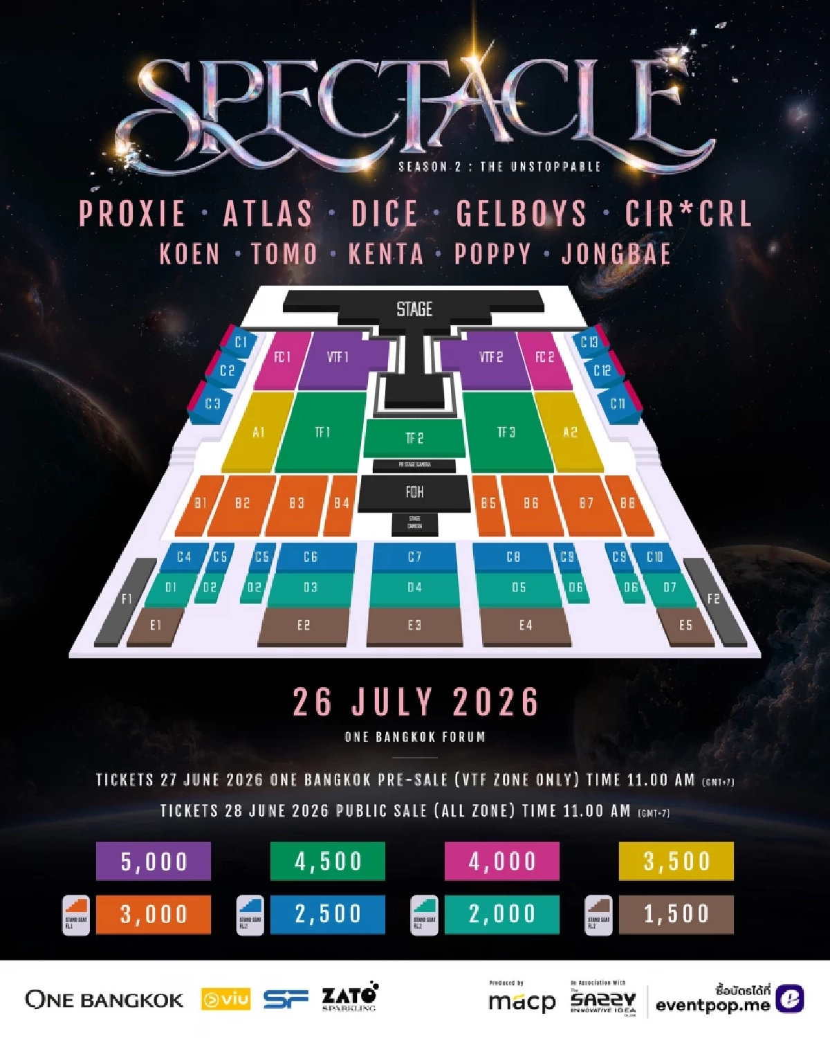 ไลน์อัพ "SPECTACLE CONCERT 2  รวม 6 บอยกรุ๊ปตัวท็อปจากทุกเจนฯ