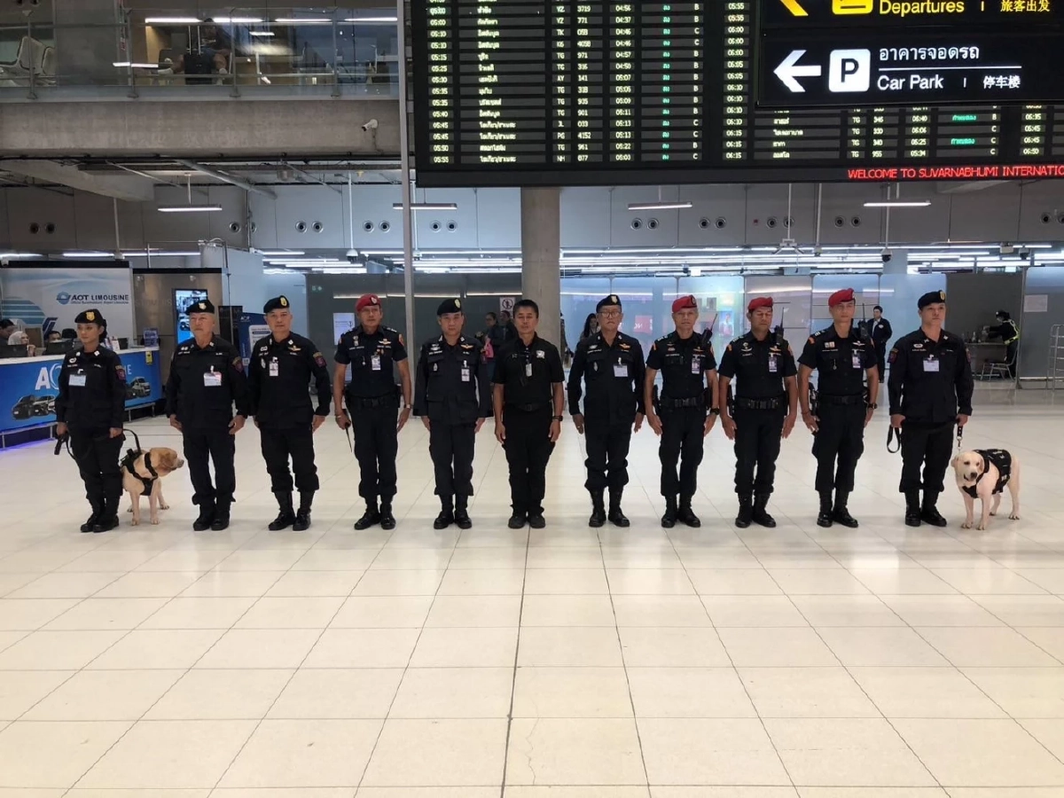 บก.สปพ. นำสุนัขตำรวจ K9 ตรวจค้นสัมภาระ ประเดิมไฟลต์แรกเมลเบิร์น