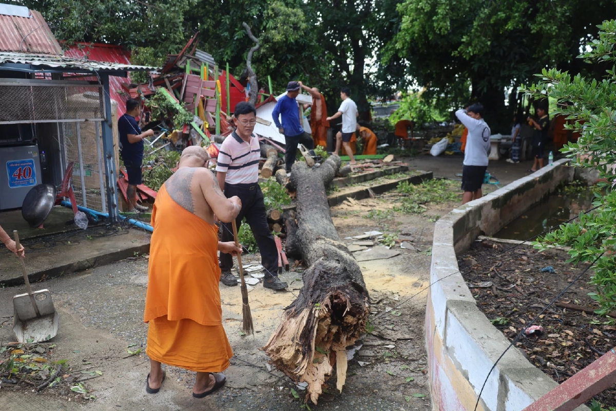 พายุถล่มกรุงเก่า กิ่งตะเคียน 100 ปีทับศาลพังยับ เจ้าอาวาสเผยลางร้าย เช้าโดนเย็บ 7 เข็ม