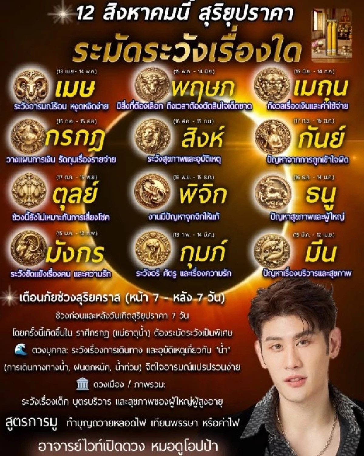เตือนแรง! 12 ราศี ถูกพิษสุริยุปราคา ระวังทั้งเรื่อง เงิน งาน รัก สุขภาพ