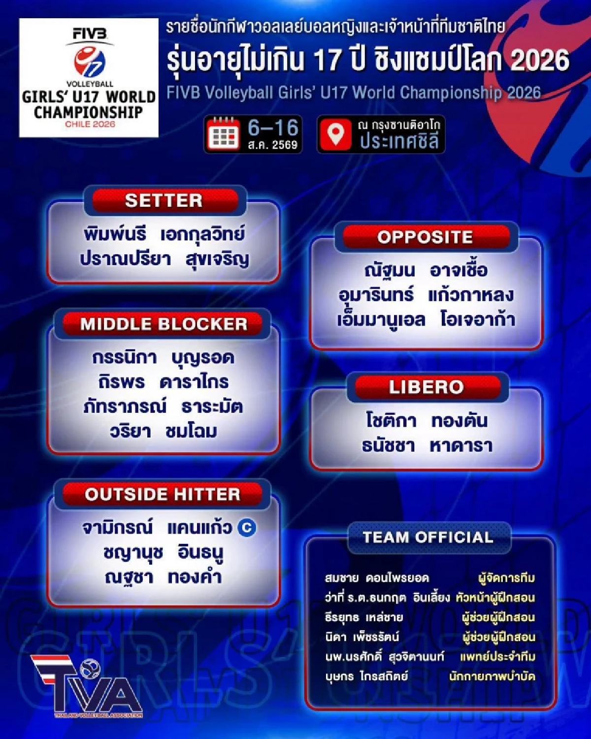 ทีมชาติไทย VS ไต้หวัน ถ่ายทอดสด วอลเลย์บอลหญิง ชิงแชมป์โลก รุ่น U17