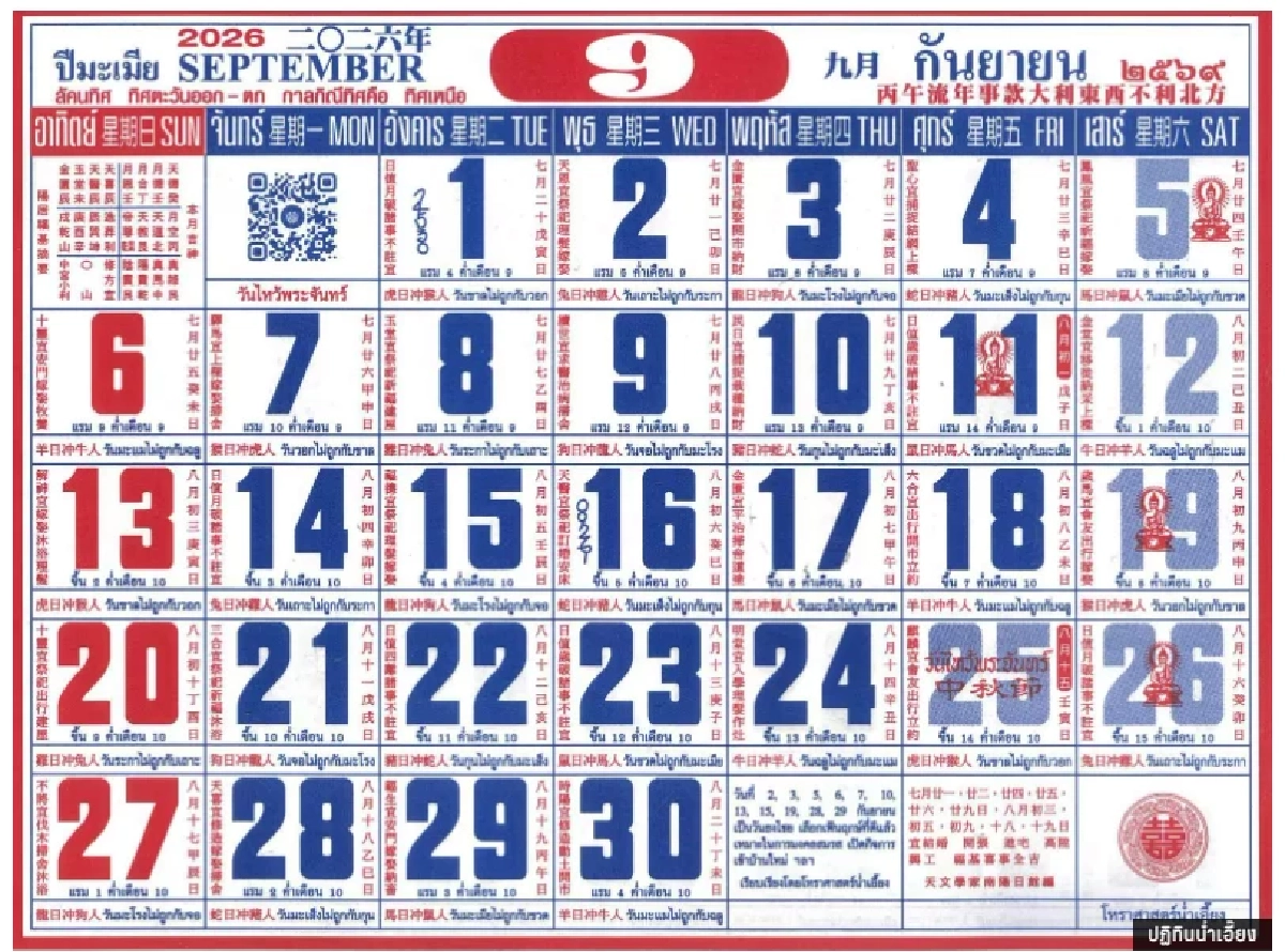 เลขเด็ด 1/09/69 ปฏิทินจีน ส่องเลขมงคล โค้งสุดท้ายมาเรียงจัดเต็มตา